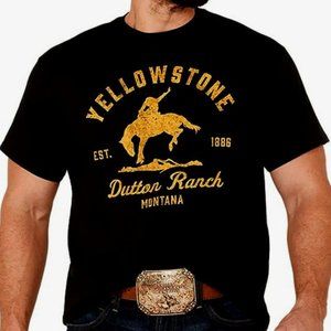 NWT Yellowstone Men's Bucking Bronco Graphic Black Short Sleeve T-Shirt
